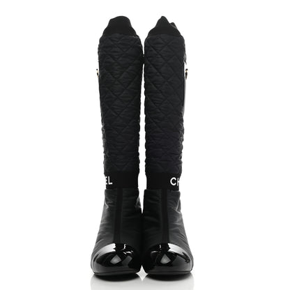 Chanel Mixed Fibers Lambskin Patent Calfskin Convertible High Boots 36.5 Black 2 of 16