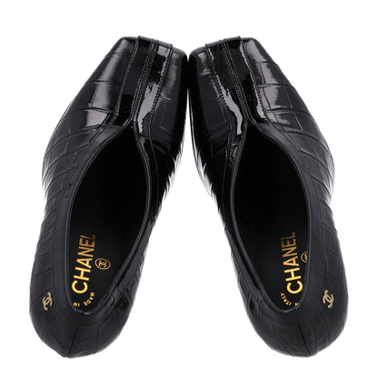 Chanel Crocodile Embossed Patent Calfskin Pumps 37.5 Black 4 of 11