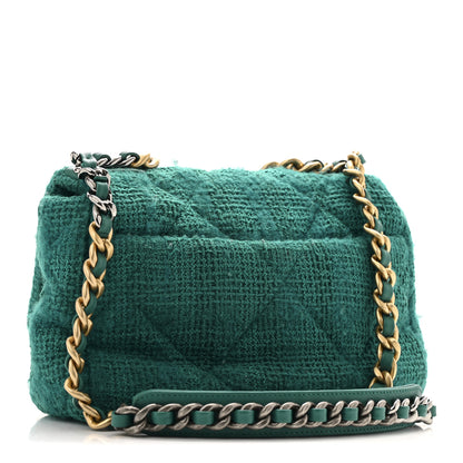 Chanel Tweed Quilted Medium Chanel 19 Flap Green 3 of 14