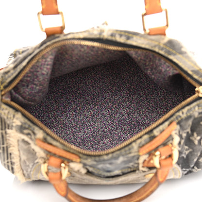 Louis Vuitton Denim Patchwork Speedy 30 Grey 4 of 13