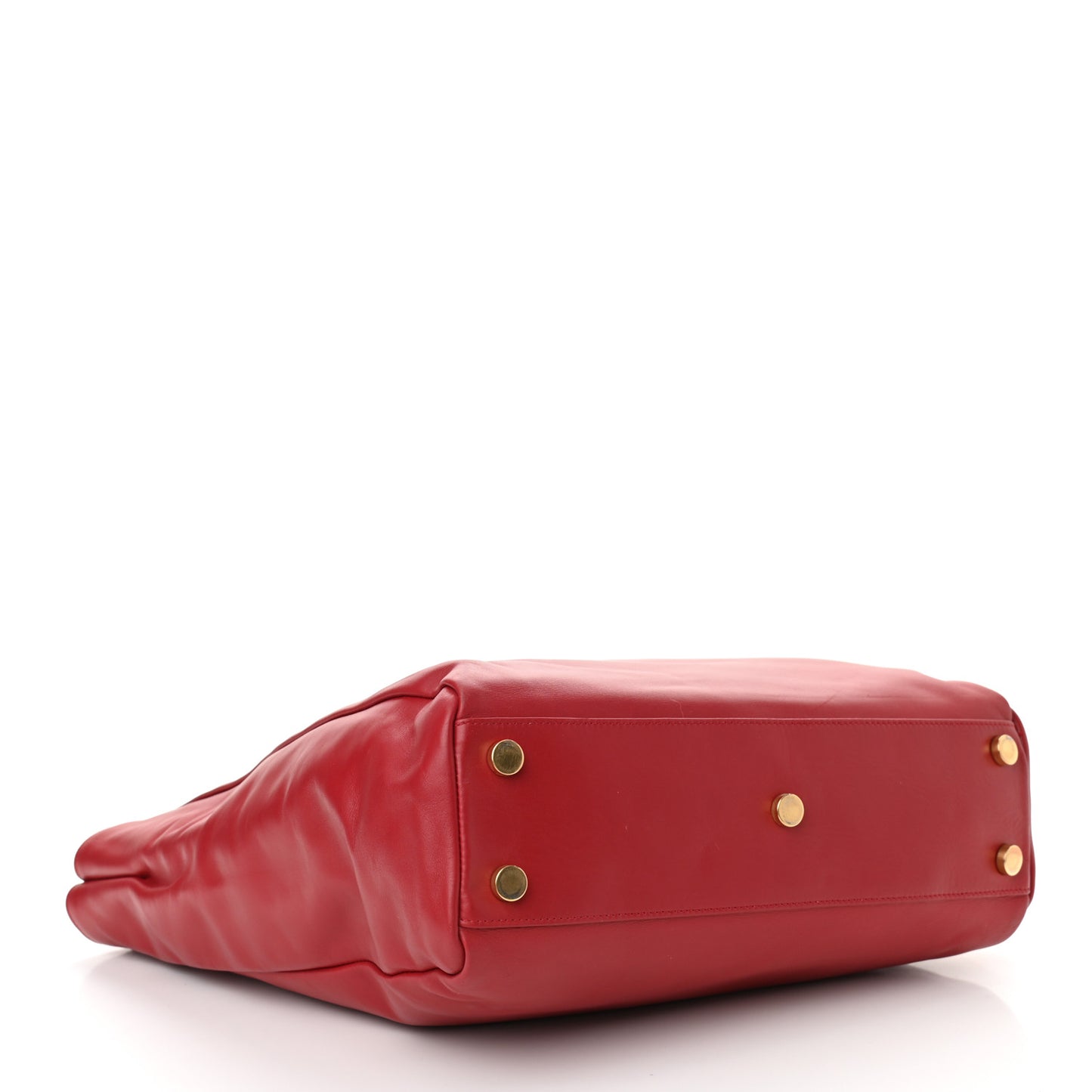 Calfskin Suede North South Reversible Shopping Tote Red