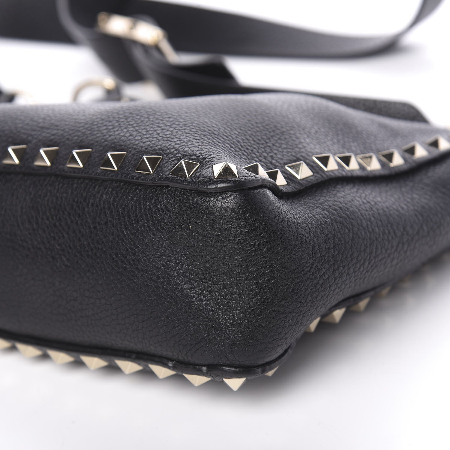 Valentino Garavani Pebbled Calfskin Mini Rockstud Flip-Lock Messenger Bag Black 8 of 11