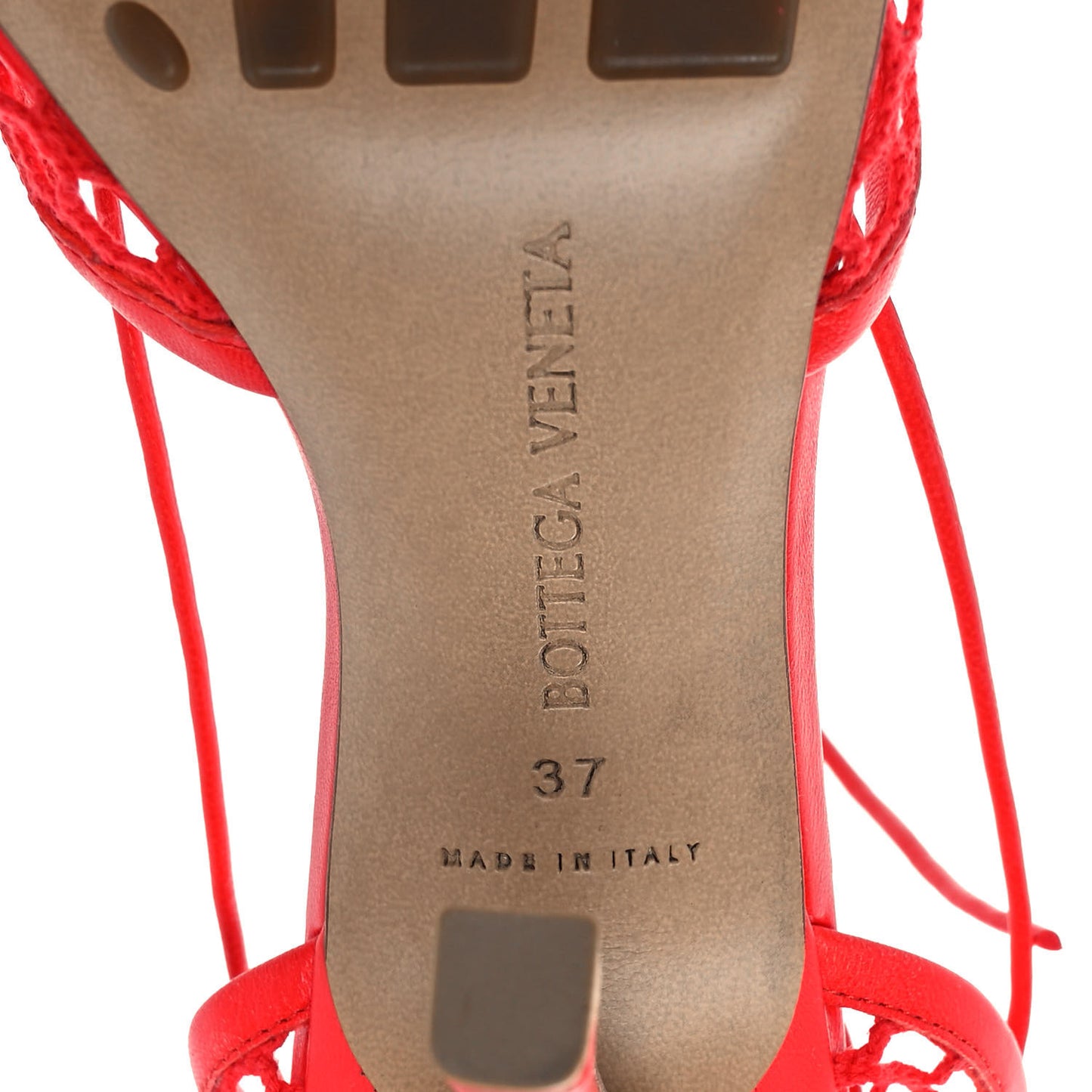 Mesh Nappa Stretch Ankle Tie Sandals 37 Tomato