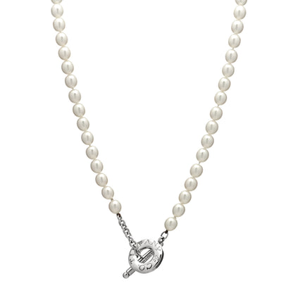Tiffany Sterling Silver Pearl Strand Toggle Necklace 1 of 4