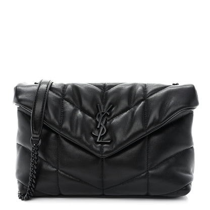 Saint Laurent Calfskin Quilted Toy Loulou Puffer Monogram Monochrome Chain Satchel Black 1 of 12