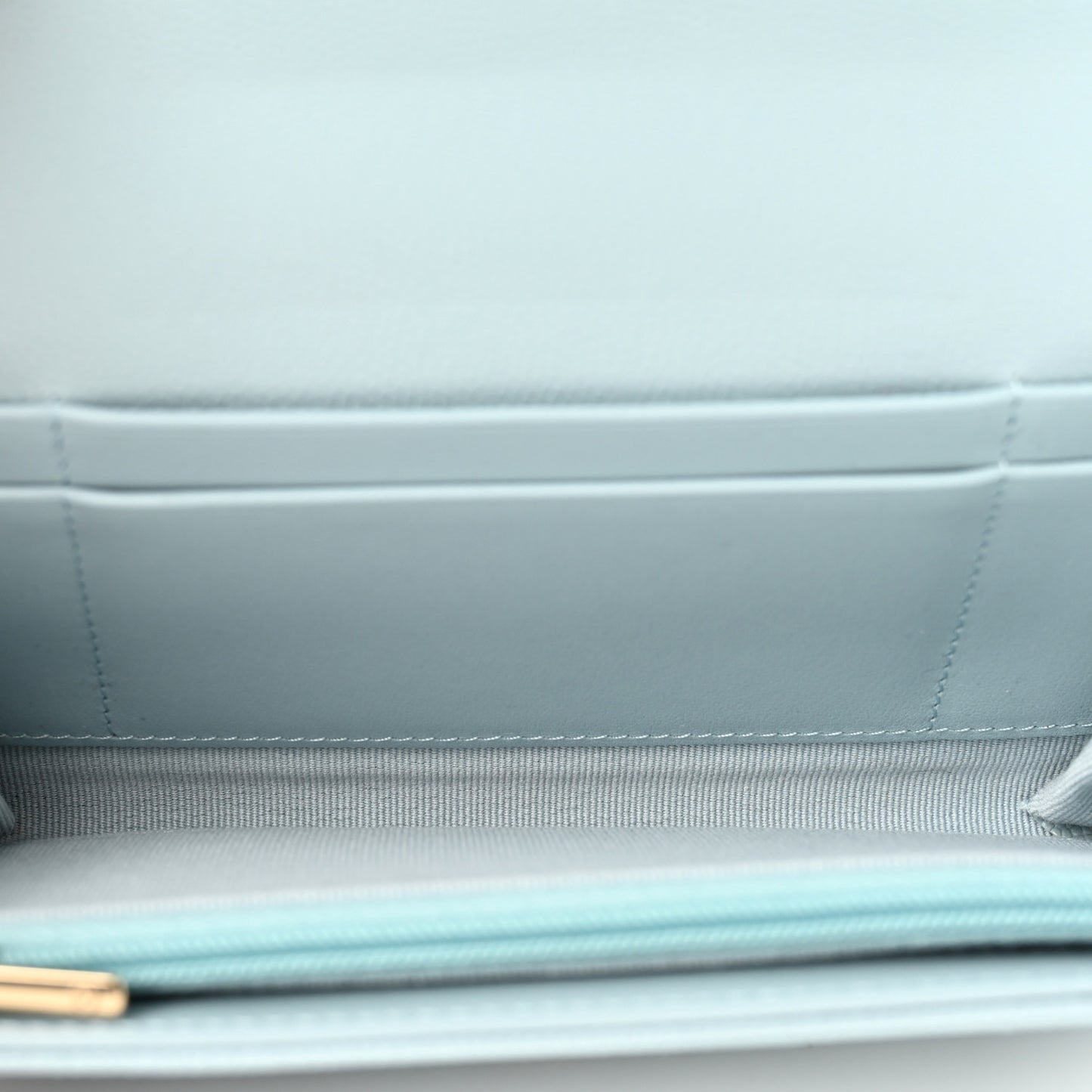 Caviar Quilted Medium Gusset Flap Wallet Light Blue