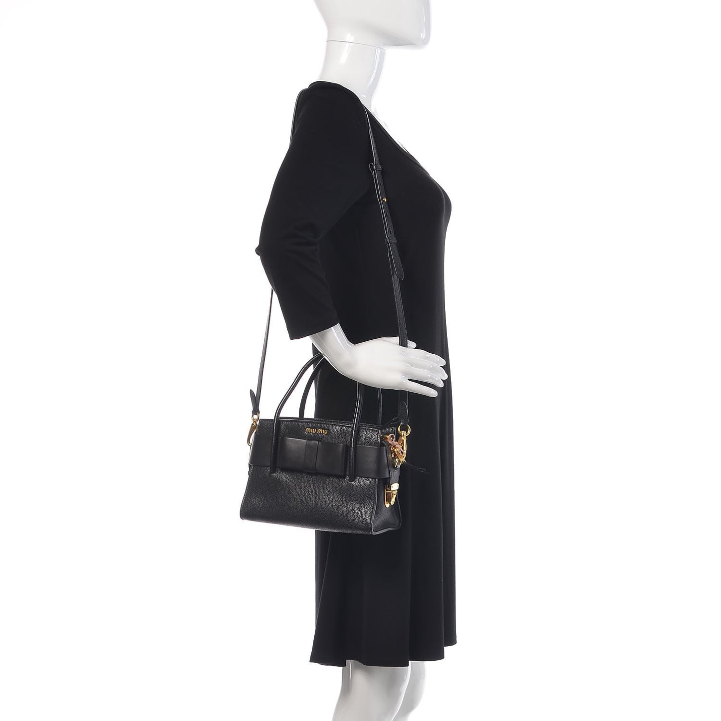 Goatskin Madras Fiocco Bow Top Handle Tote Black