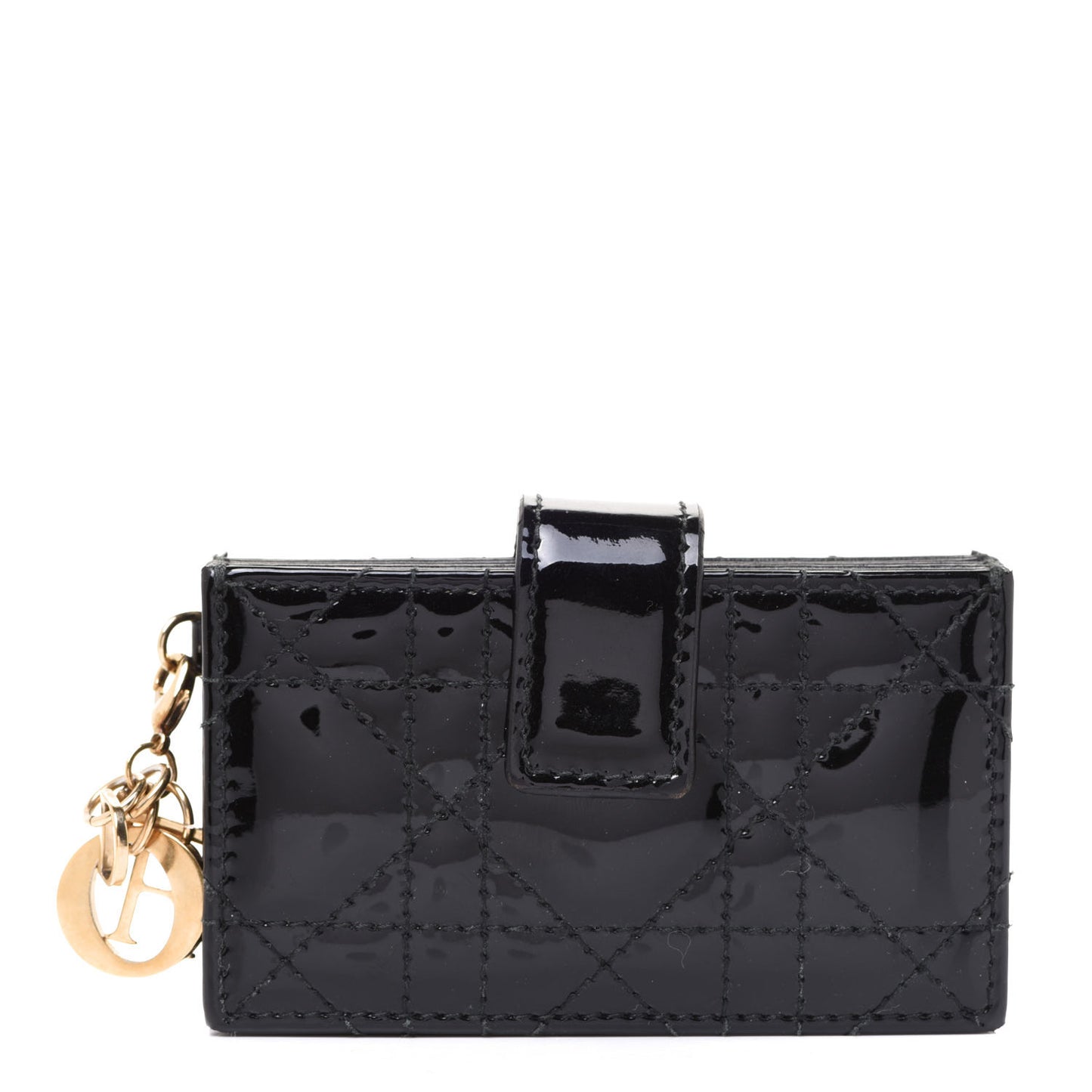 Patent Cannage Lady Dior 5-Gusset Card Holder Black