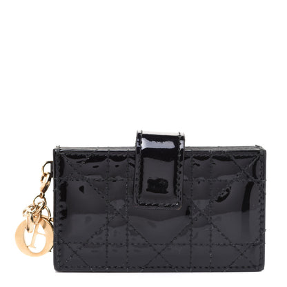 Christian Dior Patent Cannage Lady Dior 5-Gusset Card Holder Black 1 of 7