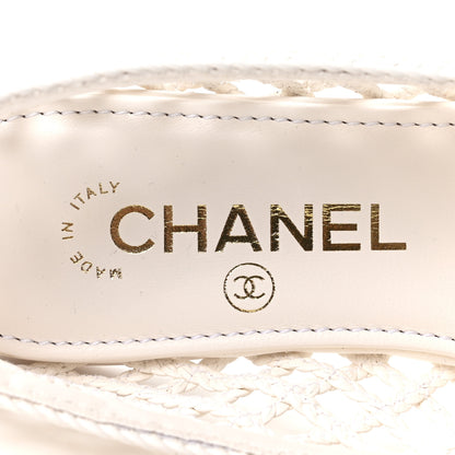 Chanel Braided Lambskin CC Mocassin Loafers 37 White 8 of 9