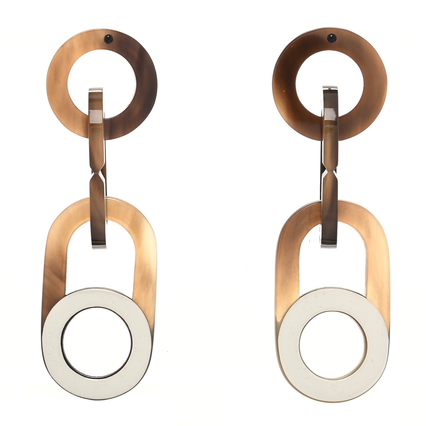 Buffalo Horn Palladium Large Variation Earrings Multicolor