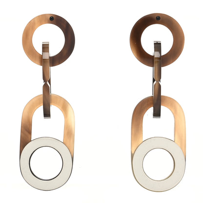Hermes Buffalo Horn Palladium Large Variation Earrings Multicolor 1 of 5