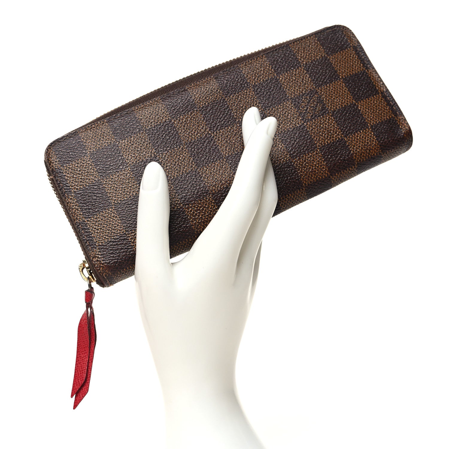 Louis Vuitton Damier Ebene Clemence Wallet Cherry 2 of 12