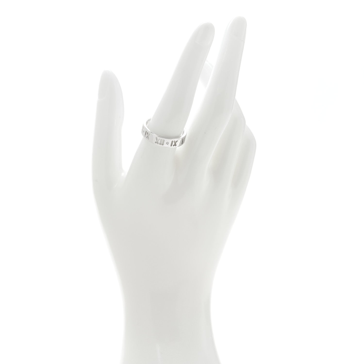 Tiffany 18K White Gold Diamond Atlas Pierced Ring 60 9 2 of 5