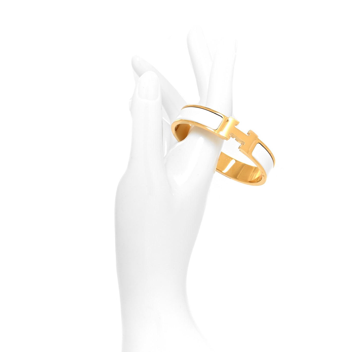 Enamel Narrow Clic Clac H Bracelet PM White