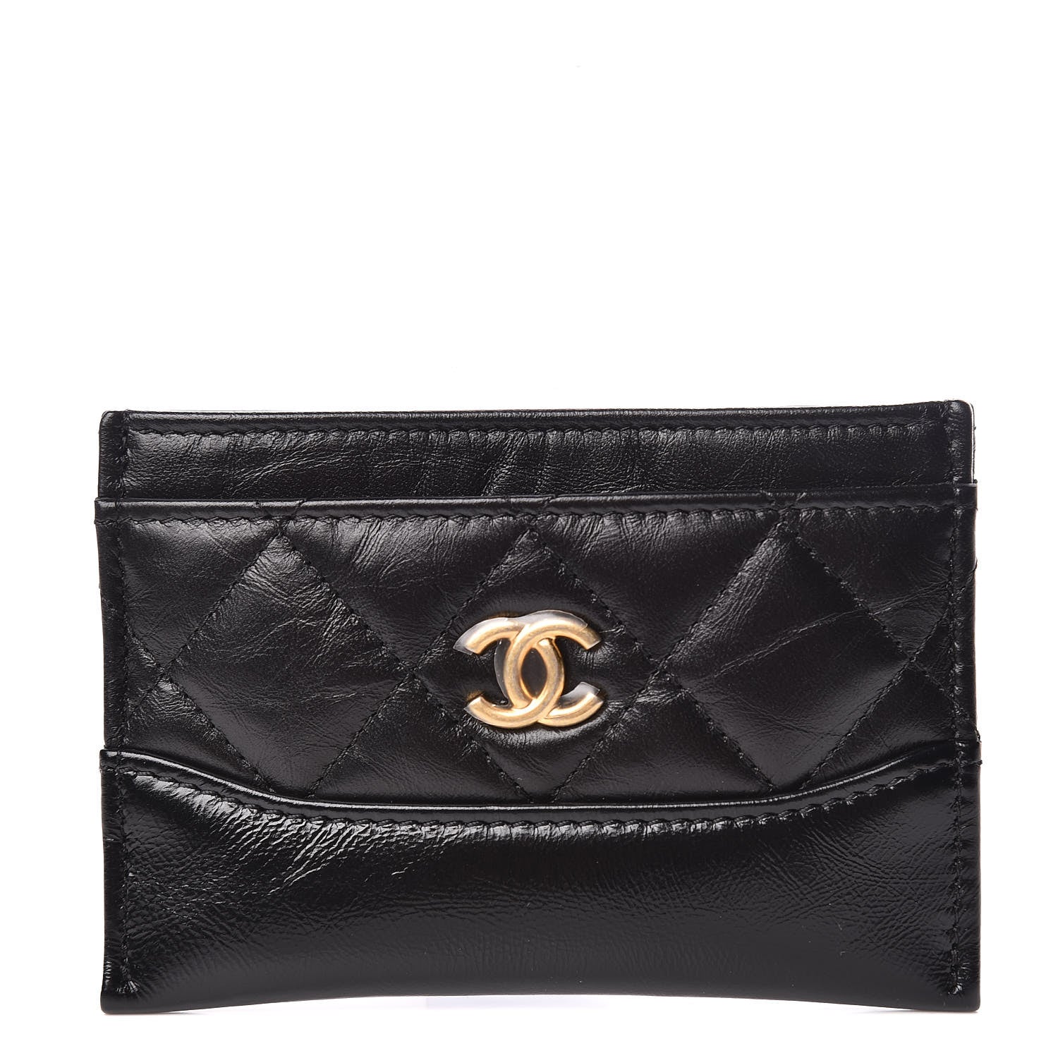 Chanel Aged Calfskin Quilted Gabrielle Card Holder Black 1 of 9