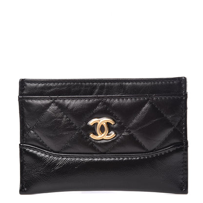 Chanel Aged Calfskin Quilted Gabrielle Card Holder Black 1 of 9