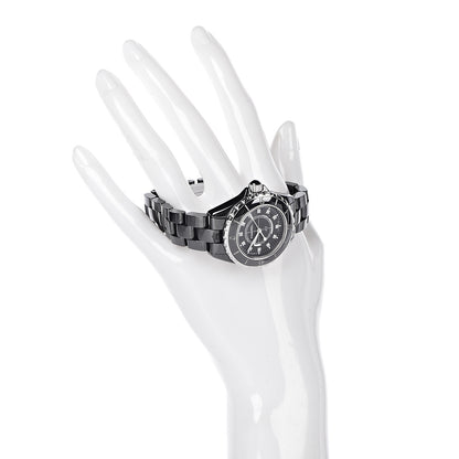 Chanel Stainless Steel Ceramic Diamond 33mm J12 Quartz Watch Black 2 of 6