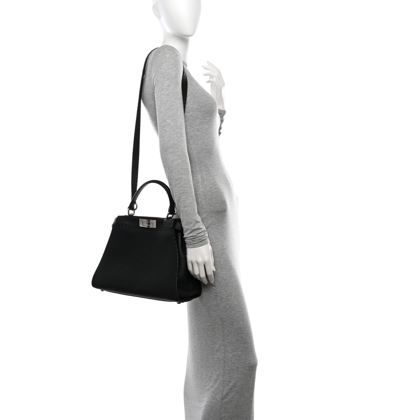 Cuoio Romano Selleria Bi-Color Medium Peekaboo Iconic Satchel Black Mou