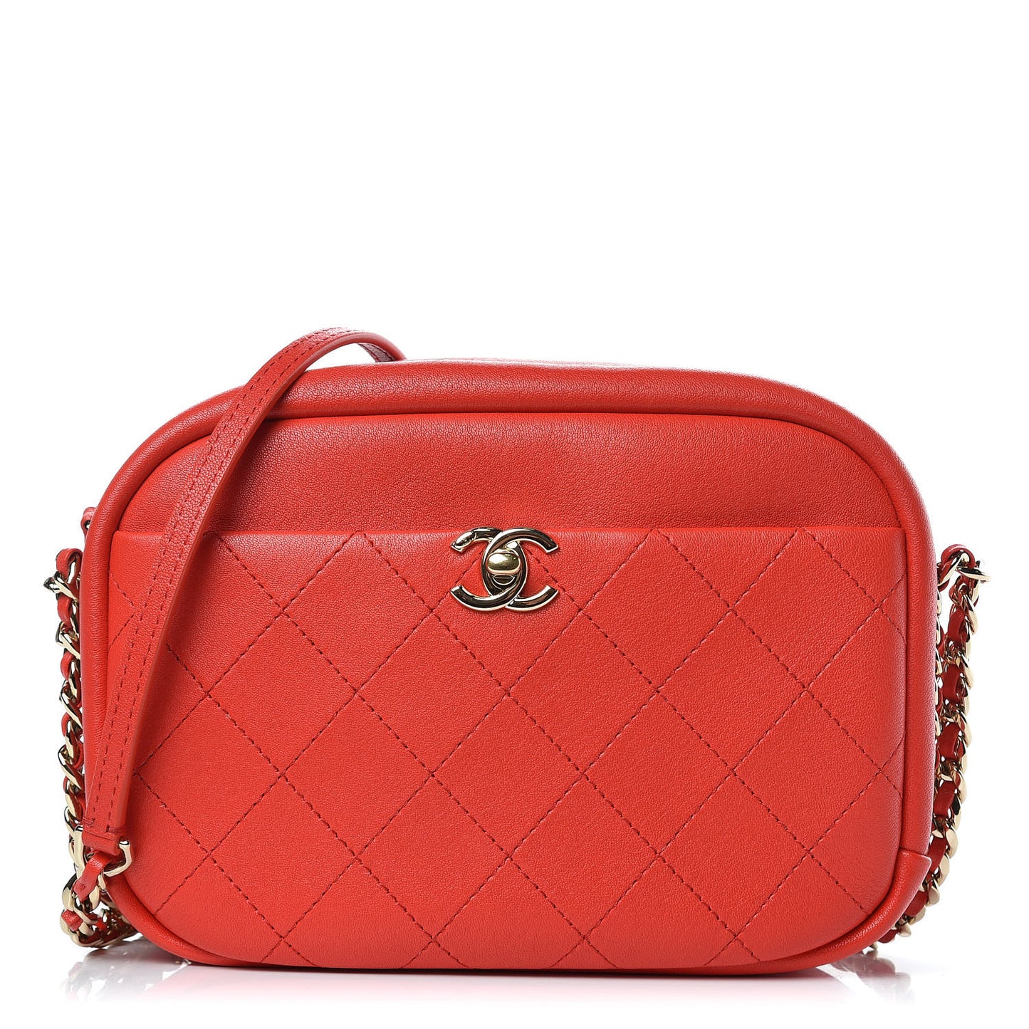 Goatskin Quilted Large Casual Trip Camera Case Bag Red