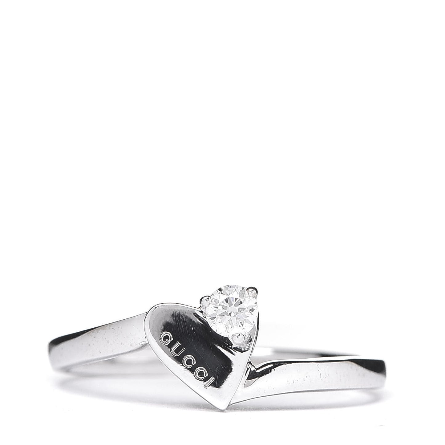 18K White Gold Diamond Heart Band Ring 54 6.75