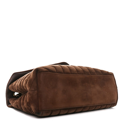 Saint Laurent Suede Y Quilted Monogram Medium Loulou Chain Satchel Bark Brown 4 of 10
