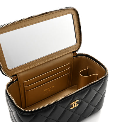 Chanel Lambskin Quilted Pearl Crush Small Vanity Case With Chain Black 11 of 11