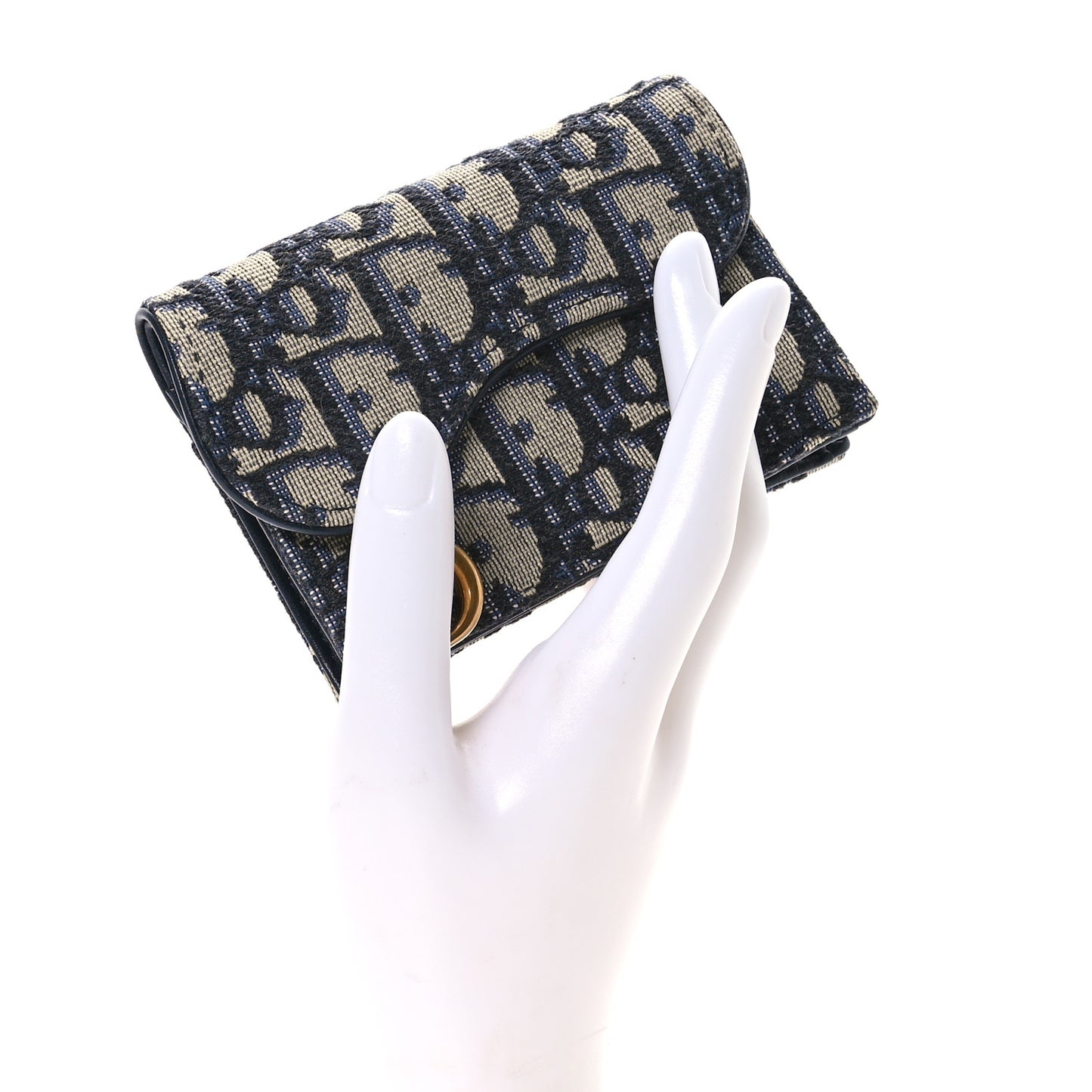 Oblique Saddle Card Holder Blue