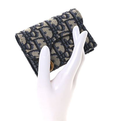 Christian Dior Oblique Saddle Card Holder Blue 2 of 8