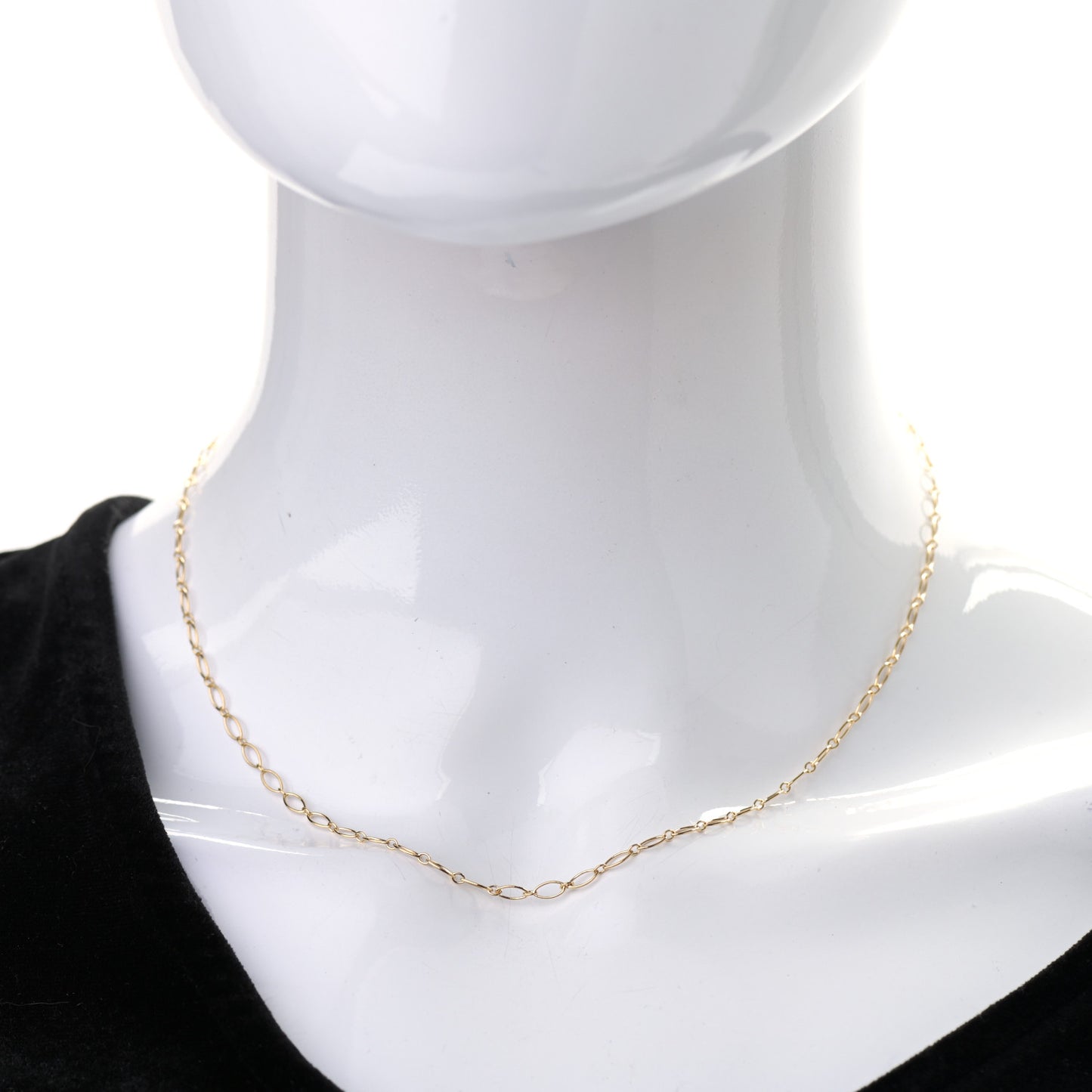 18K Yellow Gold Oval Link Chain Necklace 16"