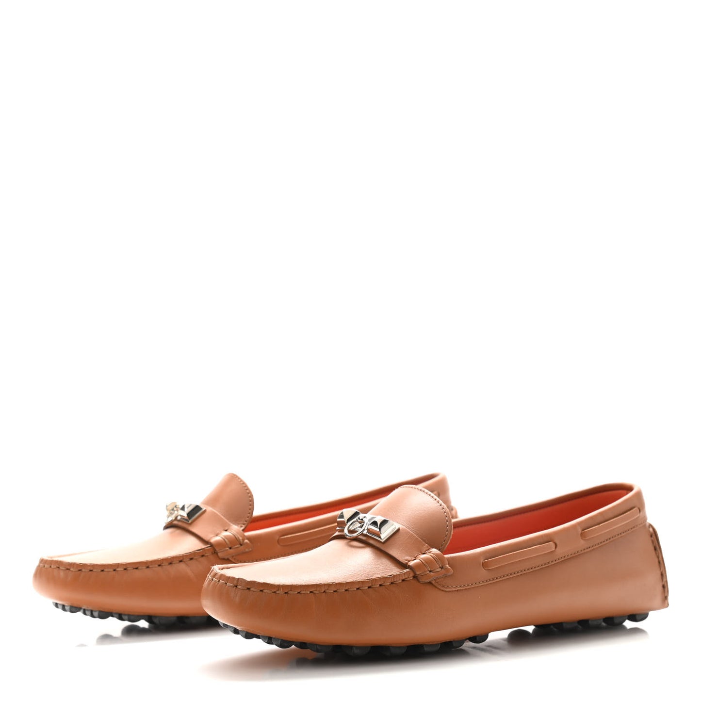 Supple Calfskin Womens Irving Driving Moccasin Loafers 36 Gold