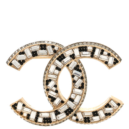 Chanel Baguette Crystal CC Brooch Gold Black 1 of 3