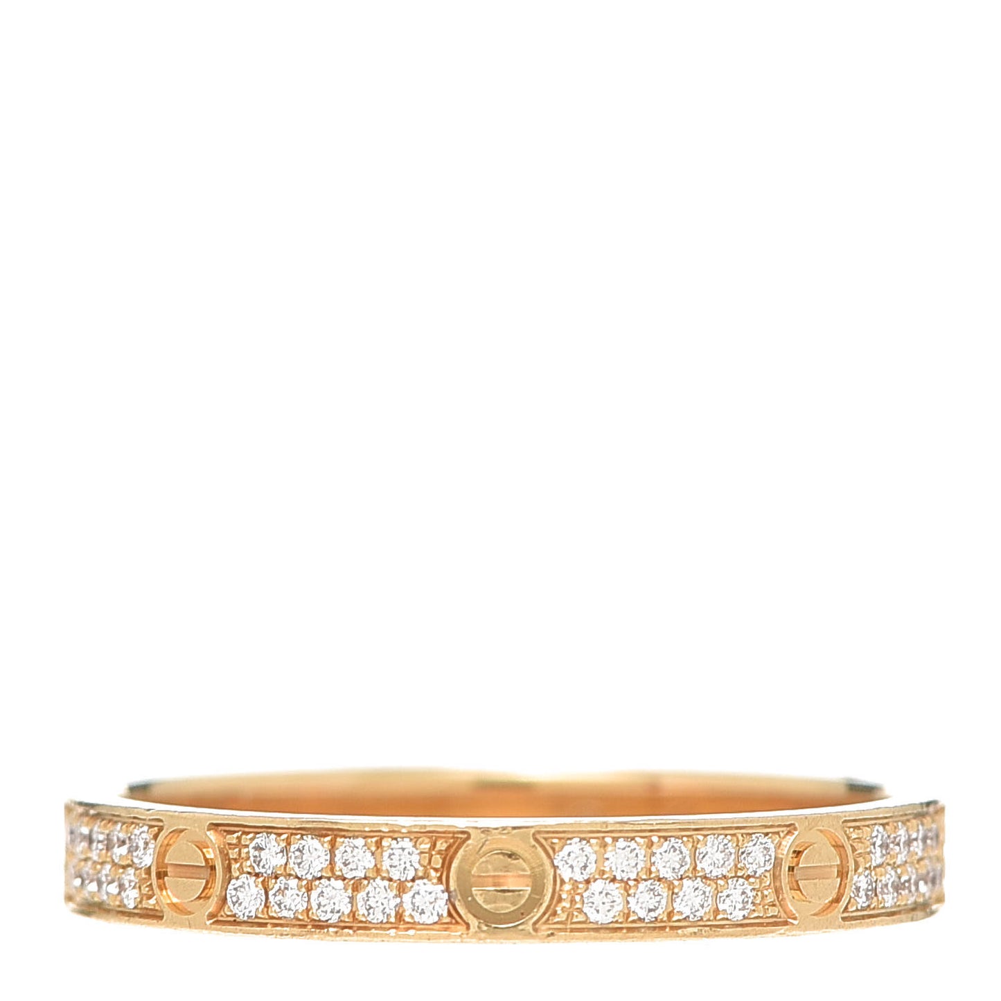 18K Yellow Gold Diamond 2.6mm LOVE Paved Band Ring 53 6.5