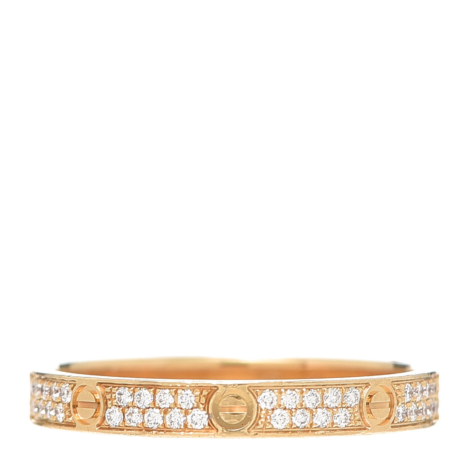 Cartier 18K Yellow Gold Diamond 2.6mm LOVE Paved Band Ring 53 6.5 1 of 6