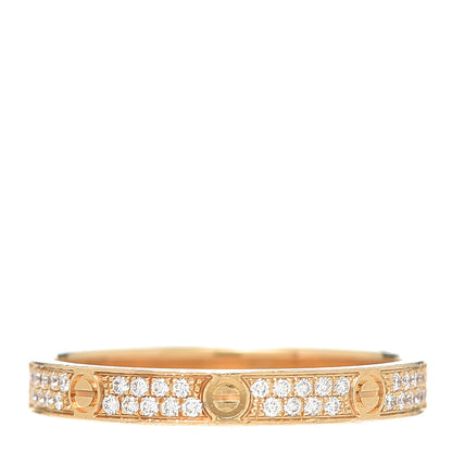 Cartier 18K Yellow Gold Diamond 2.6mm LOVE Paved Band Ring 53 6.5 1 of 6