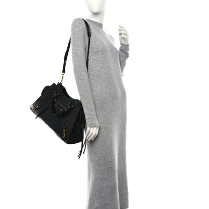 Balenciaga Shiny Supple Calfskin Crocodile Embossed Brass Hardware Neo Classic City Black 2 of 10