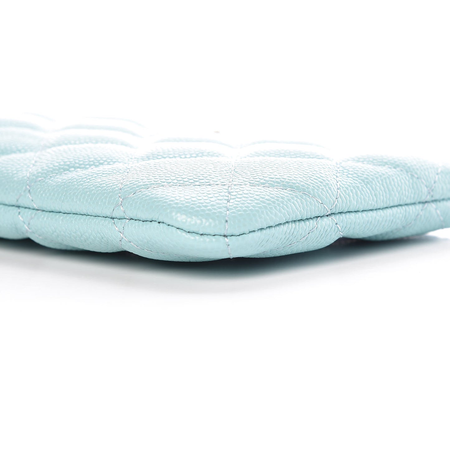 Caviar Quilted Small Cosmetic Case Light Blue