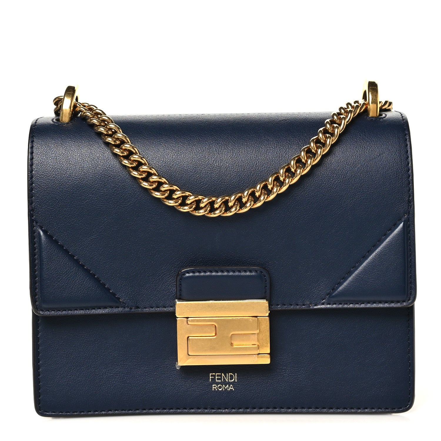 Fendi Vitello Grace Matte Small Kan U Shoulder Bag Midnight 1 of 9