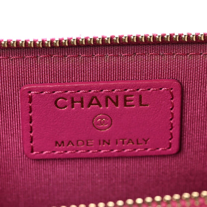 Chanel Lambskin Camellia Embossed Key Holder Case Fuchsia 6 of 6