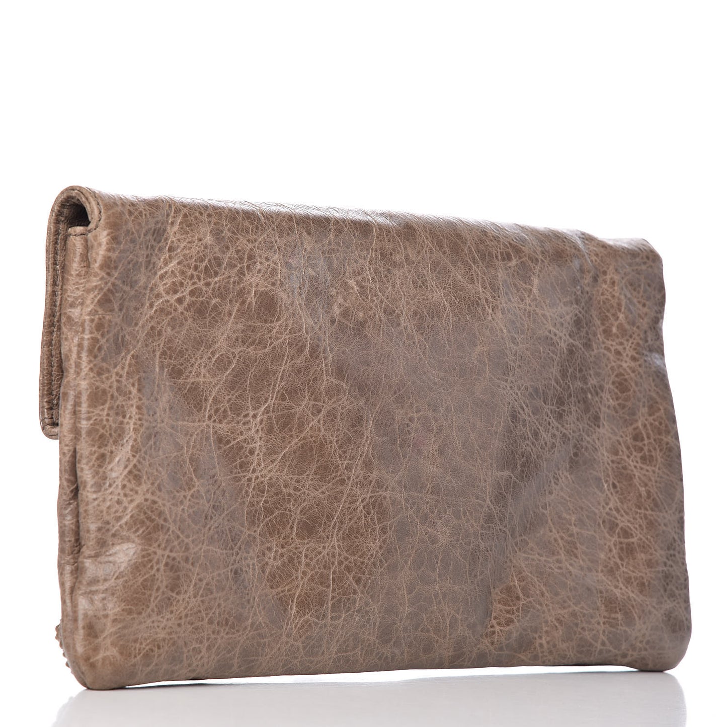 Agneau Giant Brogues Hardware Envelope Clutch Gris Poivre