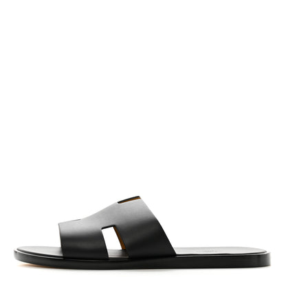 Hermes Calfskin Mens Izmir Sandals 43.5 Black 1 of 9