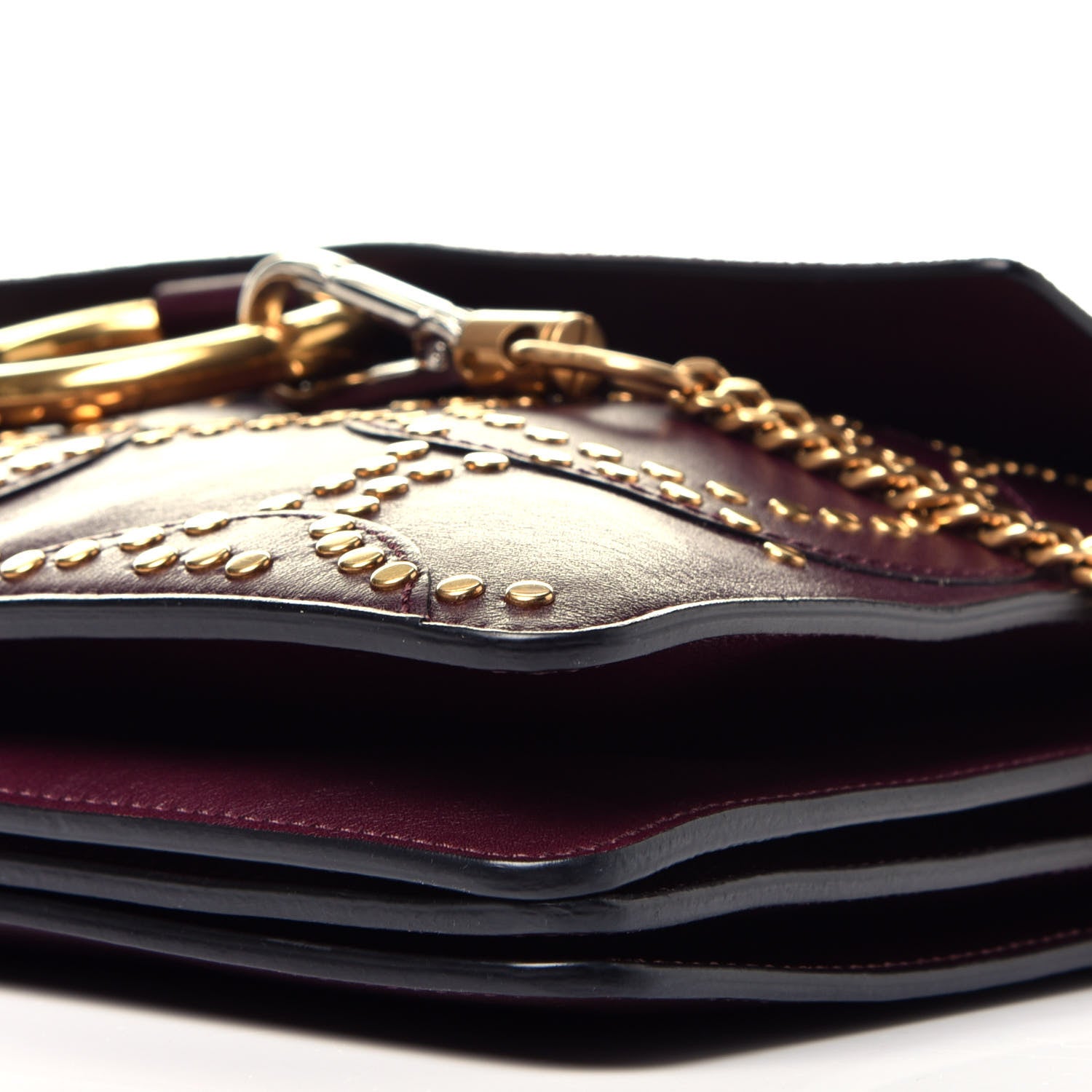 Chloe Calfskin Suede Studded Medium Faye Shoulder Bag Dark Purple 9 of 9
