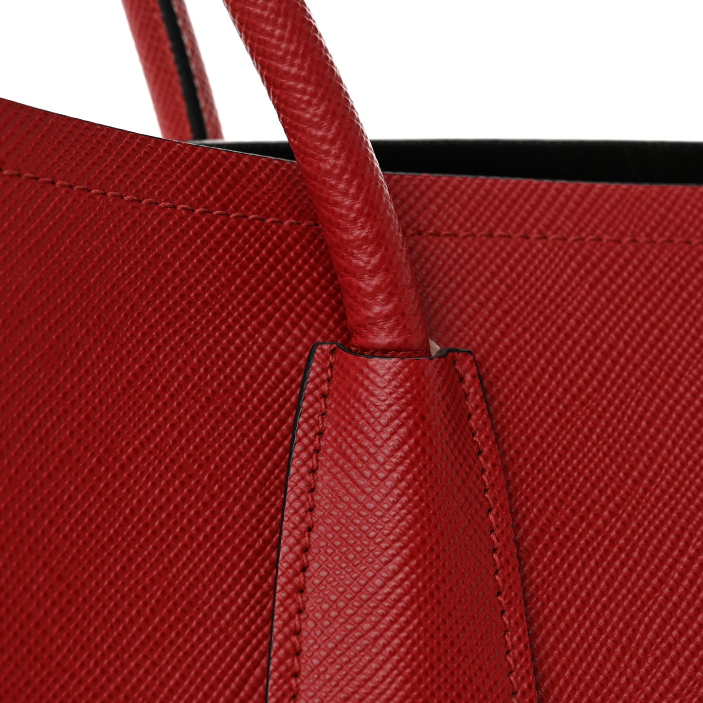Saffiano Cuir Medium Double Bag Fuoco Black