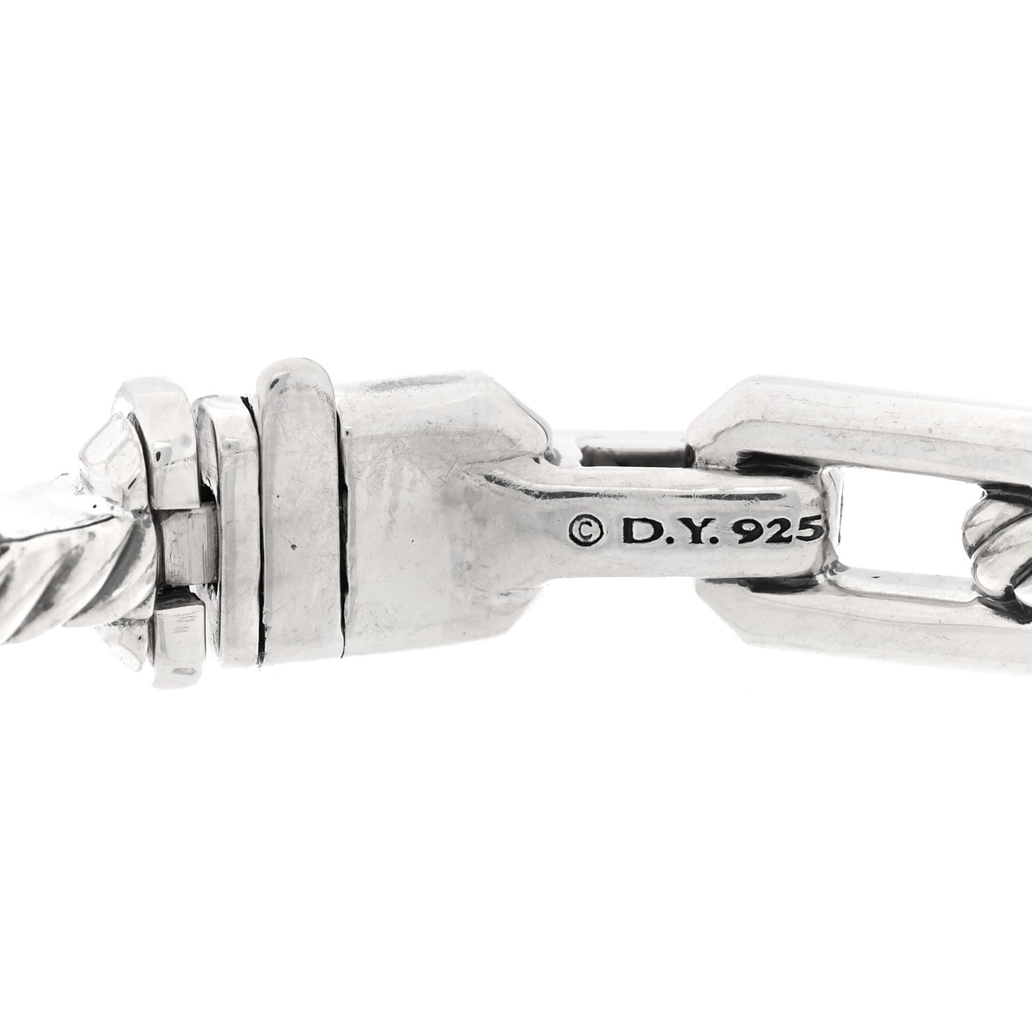 David Yurman Sterling Silver Diamond 7mm Stax Link Bangle Bracelet 3 of 3