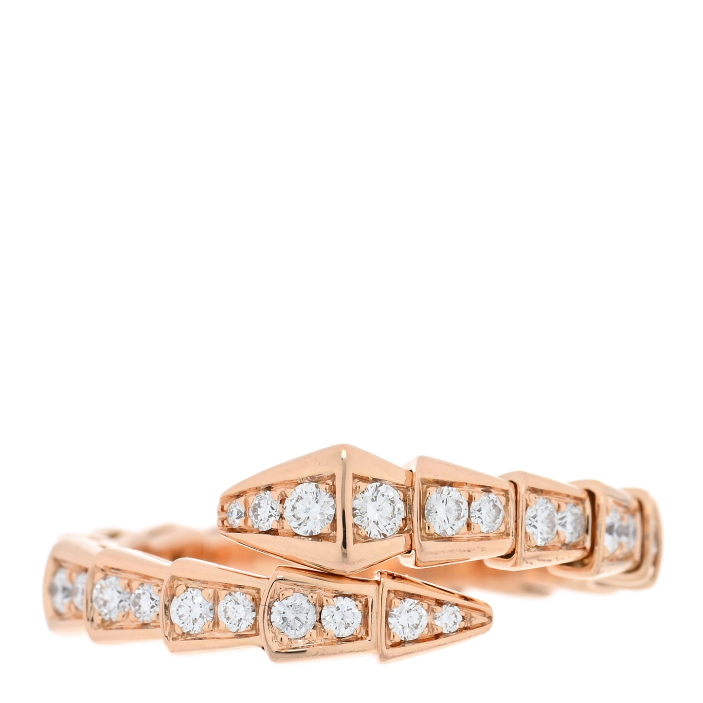 18K Rose Gold Diamond Serpenti Viper Pave Ring L