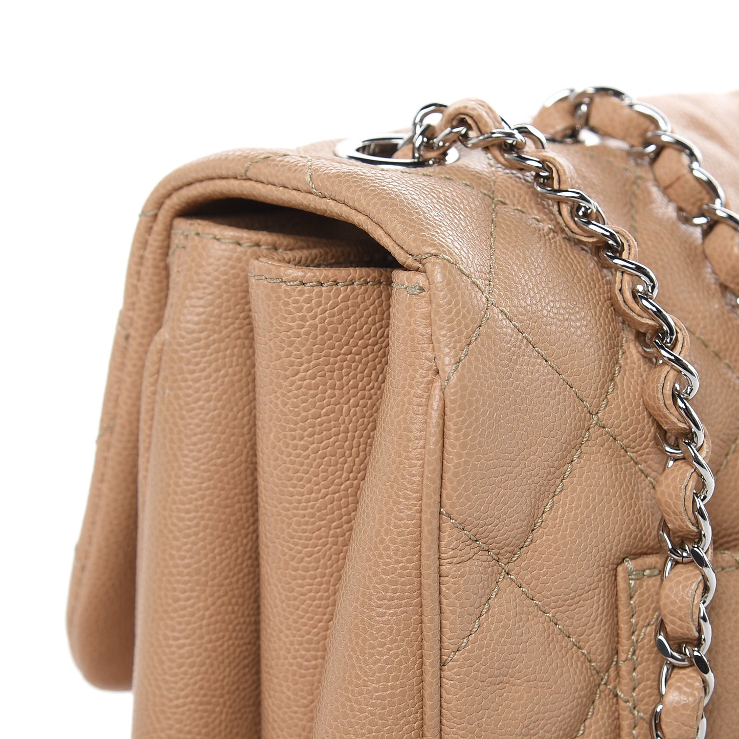 Caviar Quilted Large Urban Companion Flap Beige