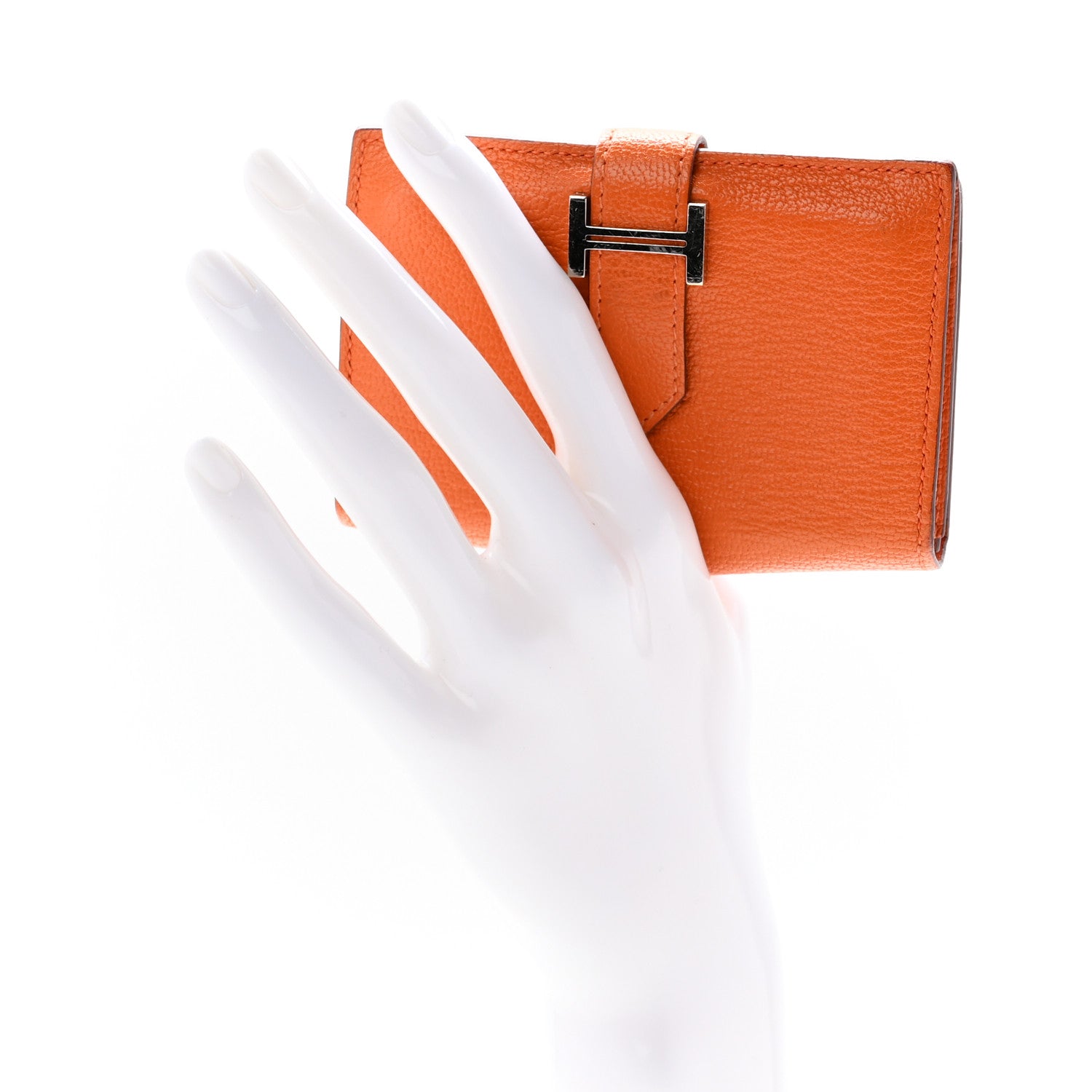 Hermes Chevre Mysore Bearn Card Holder Wallet Orange 2 of 11