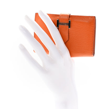 Hermes Chevre Mysore Bearn Card Holder Wallet Orange 2 of 11
