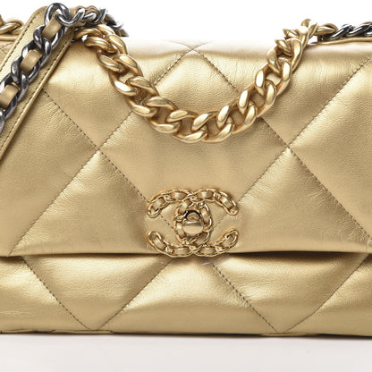 Chanel Metallic Goatskin Quilted Medium 19 Flap Gold 8 of 11
