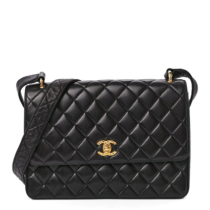 Chanel Lambskin Quilted Single Flap Shoulder Bag Black 1 of 12